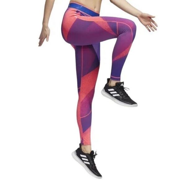 Adidas Alphaskin Graphic Mid Rise Training Tights SignalPink/TeamRoy size small - Picture 14 of 14